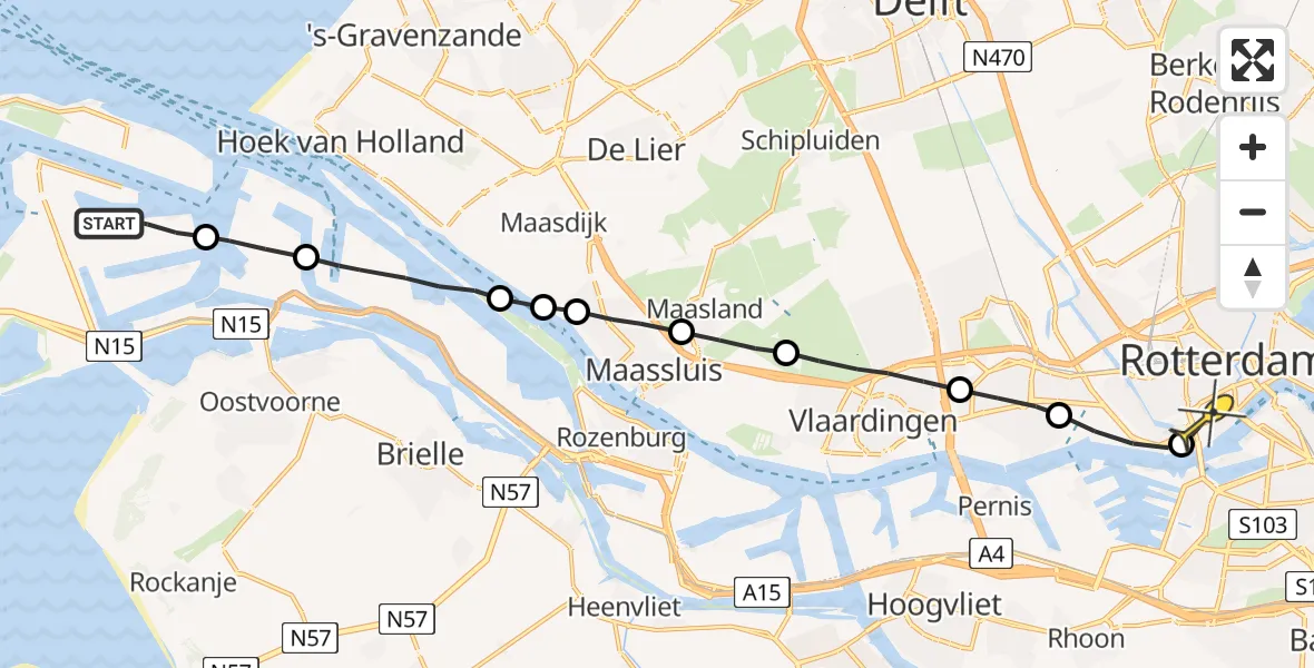 Routekaart van de vlucht: Lifeliner 2 naar Erasmus MC