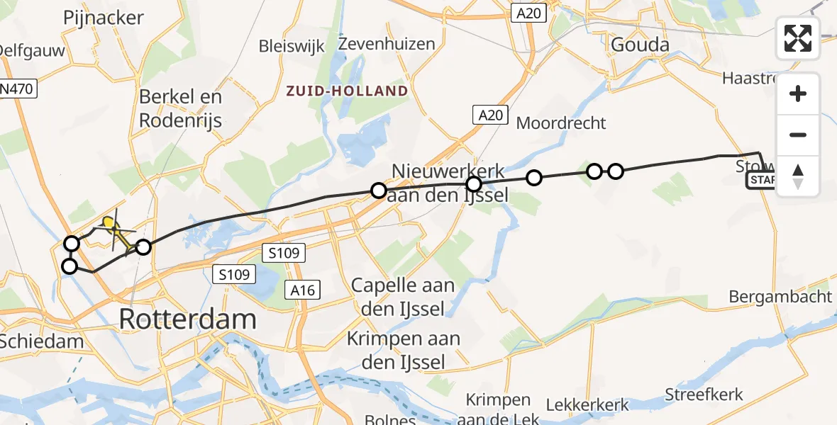 Routekaart van de vlucht: Lifeliner 2 naar Rotterdam The Hague Airport