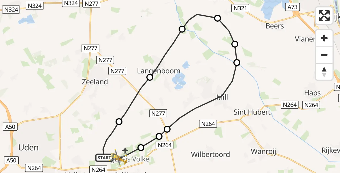 Vluchtroute Traumahelikopter Vliegbasis Volkel - Vliegbasis Volkel, 27 januari 2023, 00:51