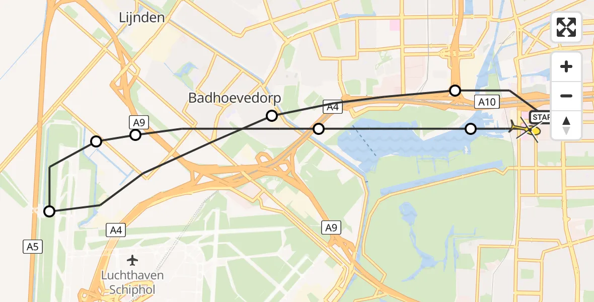Routekaart van de vlucht: Lifeliner 1 naar VU Medisch Centrum Amsterdam