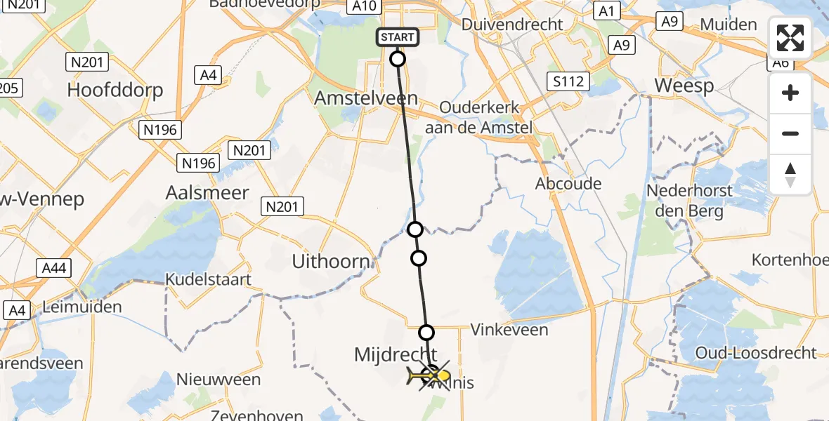 Routekaart van de vlucht: Lifeliner 1 naar Mijdrecht