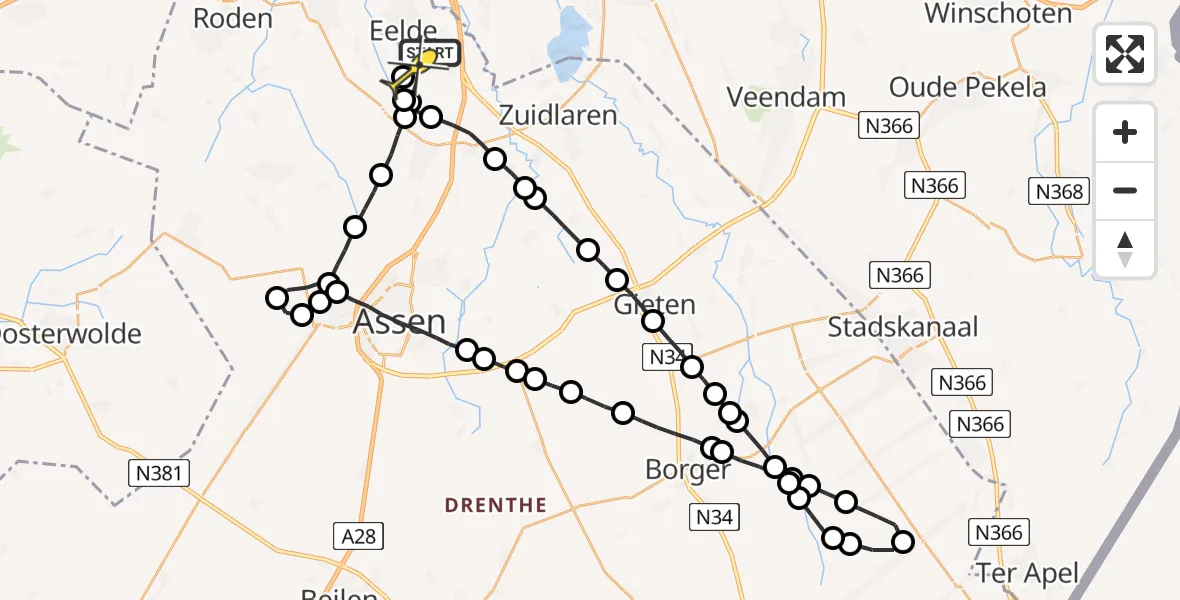 Routekaart van de vlucht: Lifeliner 4 naar Groningen Airport Eelde