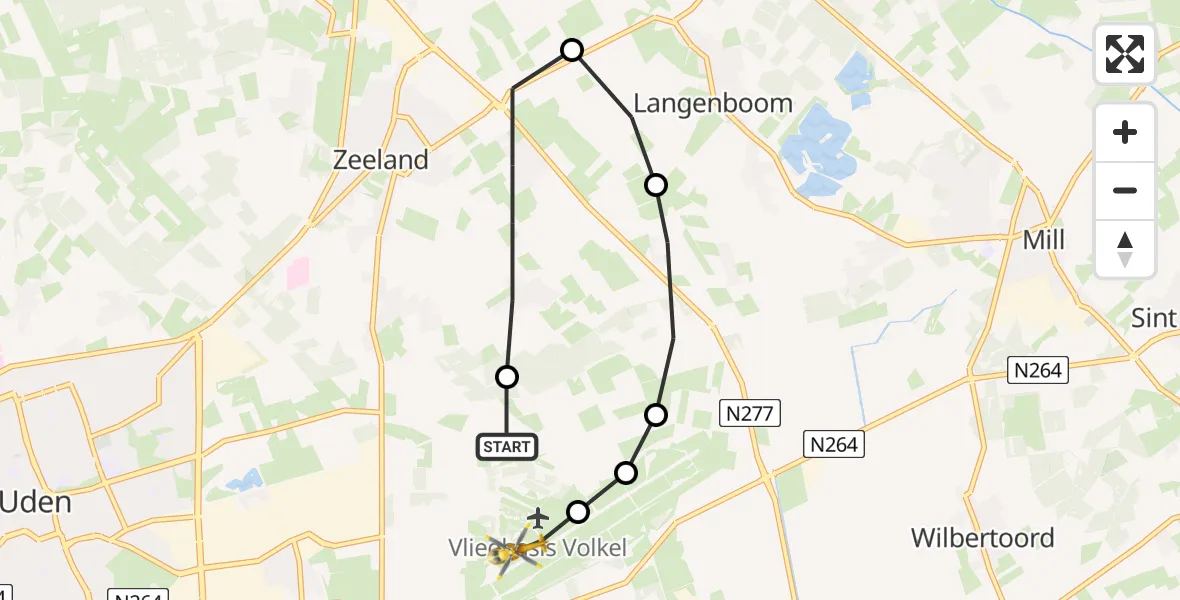 Vluchtroute Traumahelikopter Vliegbasis Volkel - Vliegbasis Volkel, 27 januari 2023, 15:46