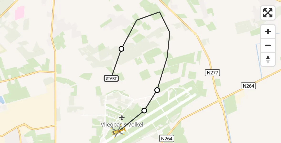 Vluchtroute Traumahelikopter Vliegbasis Volkel - Vliegbasis Volkel, 27 januari 2023, 16:32