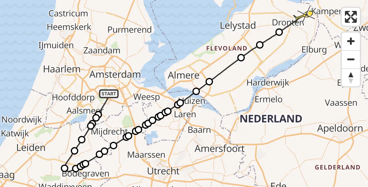 Routekaart van de vlucht: Lifeliner 1 naar Dronten