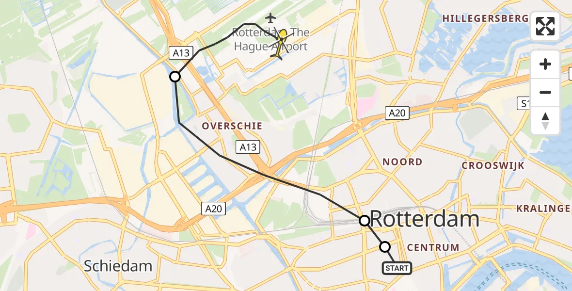 Routekaart van de vlucht: Lifeliner 2 naar Rotterdam The Hague Airport