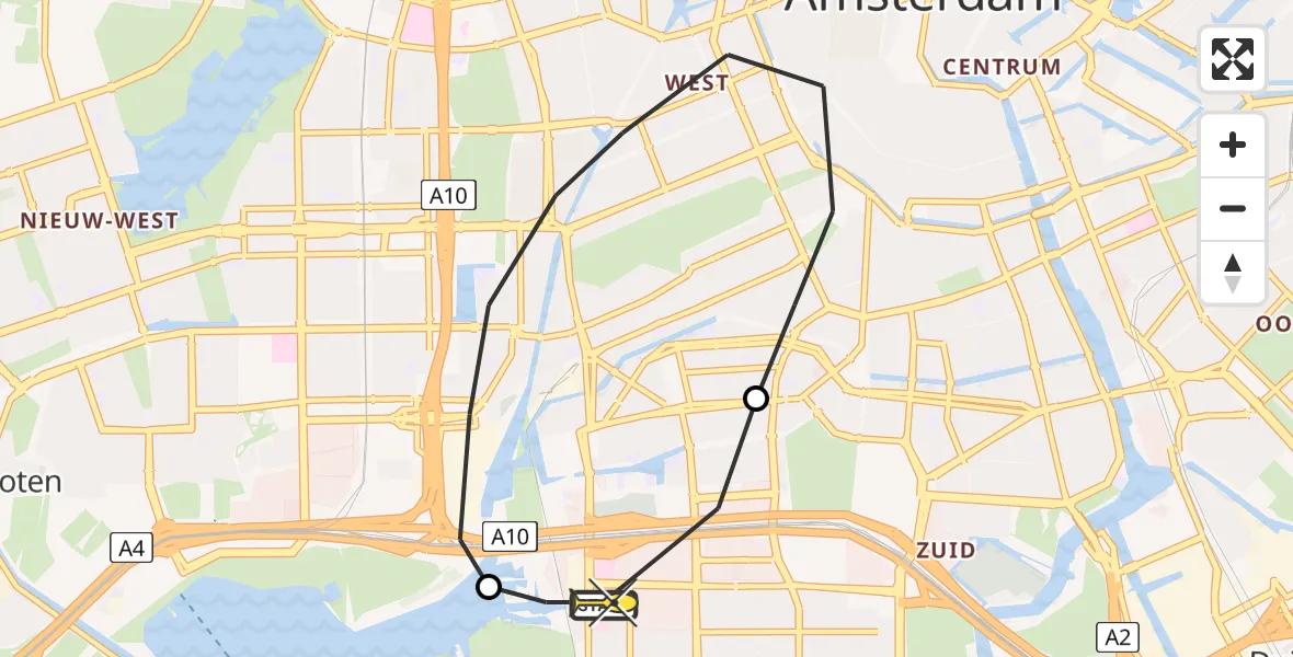 Routekaart van de vlucht: Lifeliner 1 naar VU Medisch Centrum Amsterdam