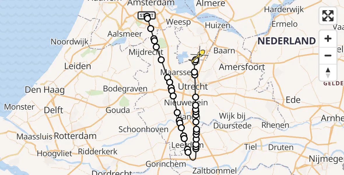 Routekaart van de vlucht: Lifeliner 1 naar Vliegveld Hilversum