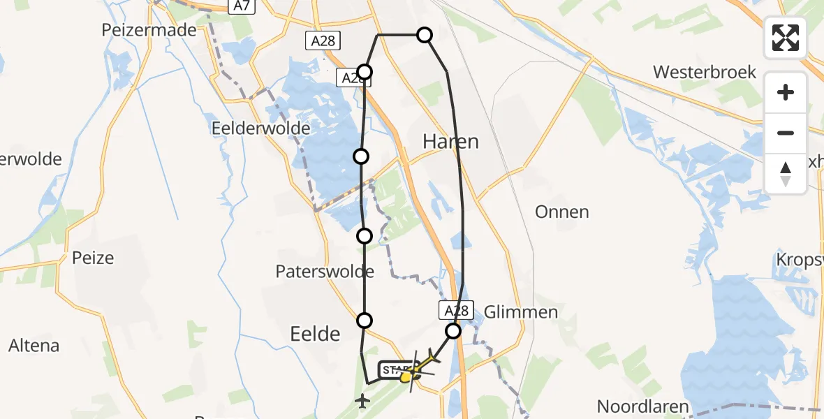 Routekaart van de vlucht: Lifeliner 4 naar Groningen Airport Eelde