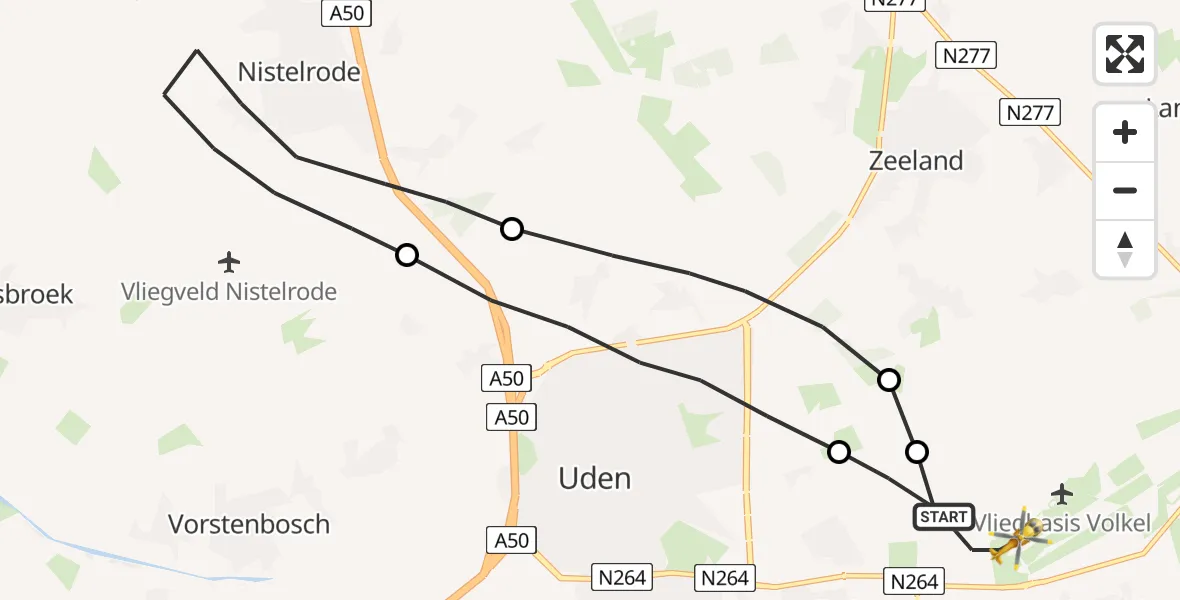 Vluchtroute Traumahelikopter Vliegbasis Volkel - Vliegbasis Volkel, 28 januari 2023, 14:04