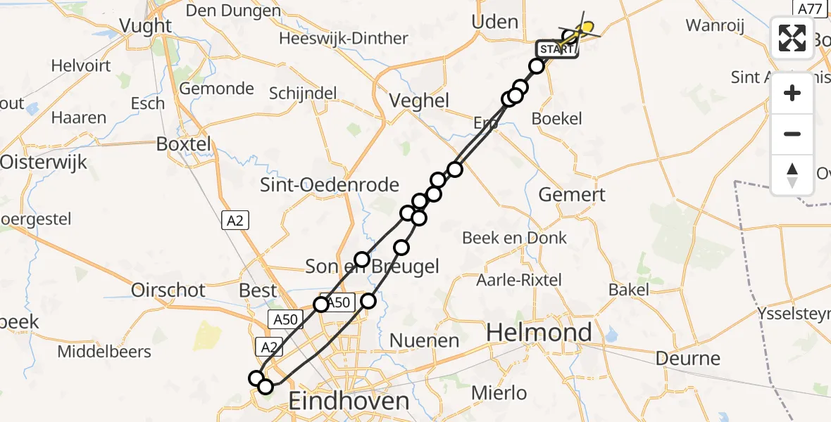 Routekaart van de vlucht: Lifeliner 3 naar Vliegbasis Volkel