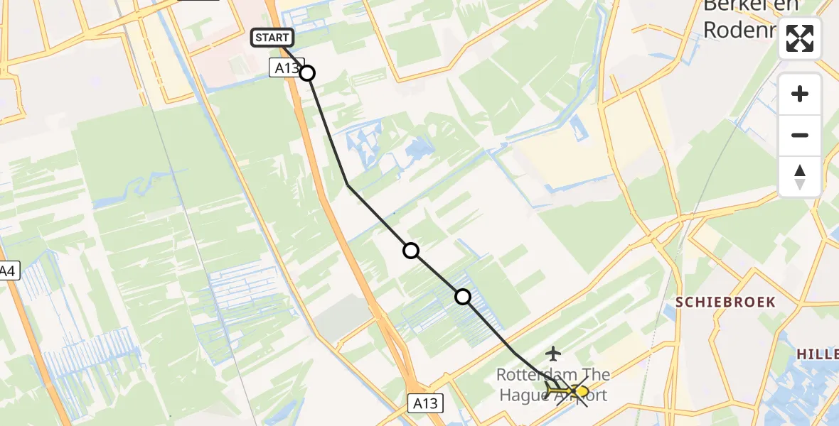 Routekaart van de vlucht: Lifeliner 2 naar Rotterdam The Hague Airport