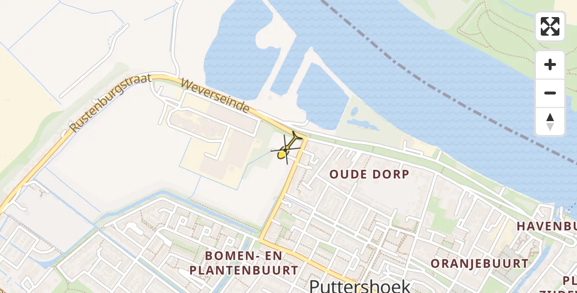 Routekaart van de vlucht: Lifeliner 2 naar Puttershoek