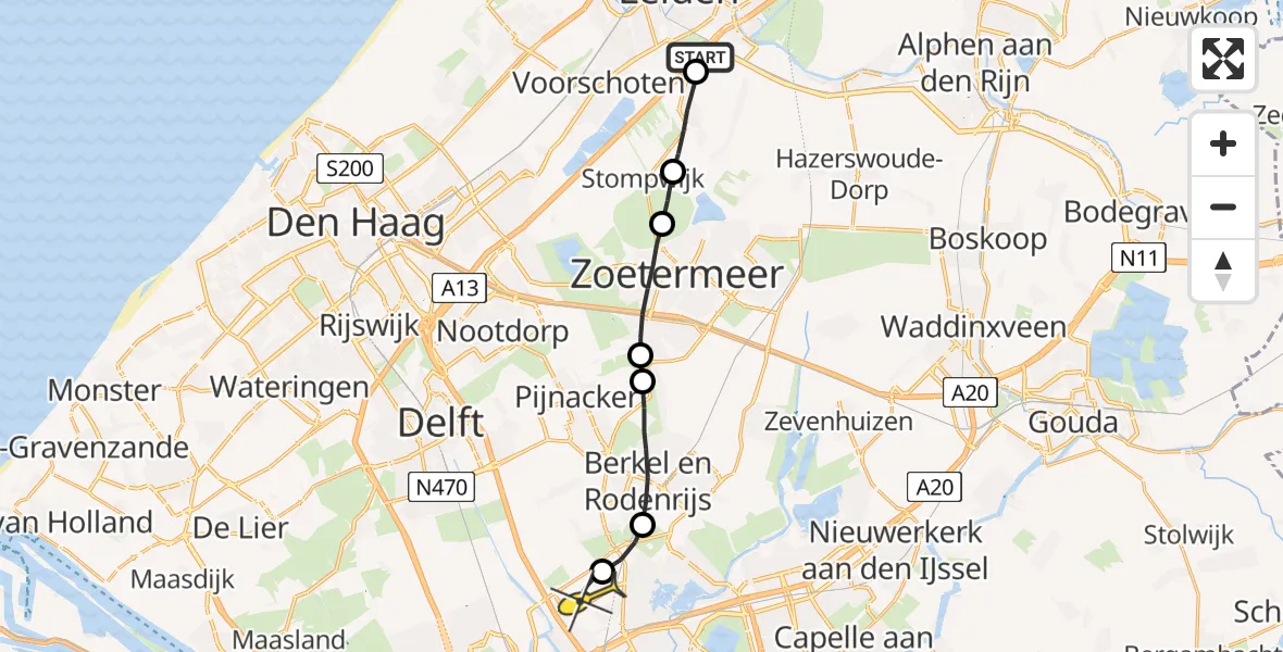 Routekaart van de vlucht: Lifeliner 2 naar Rotterdam The Hague Airport