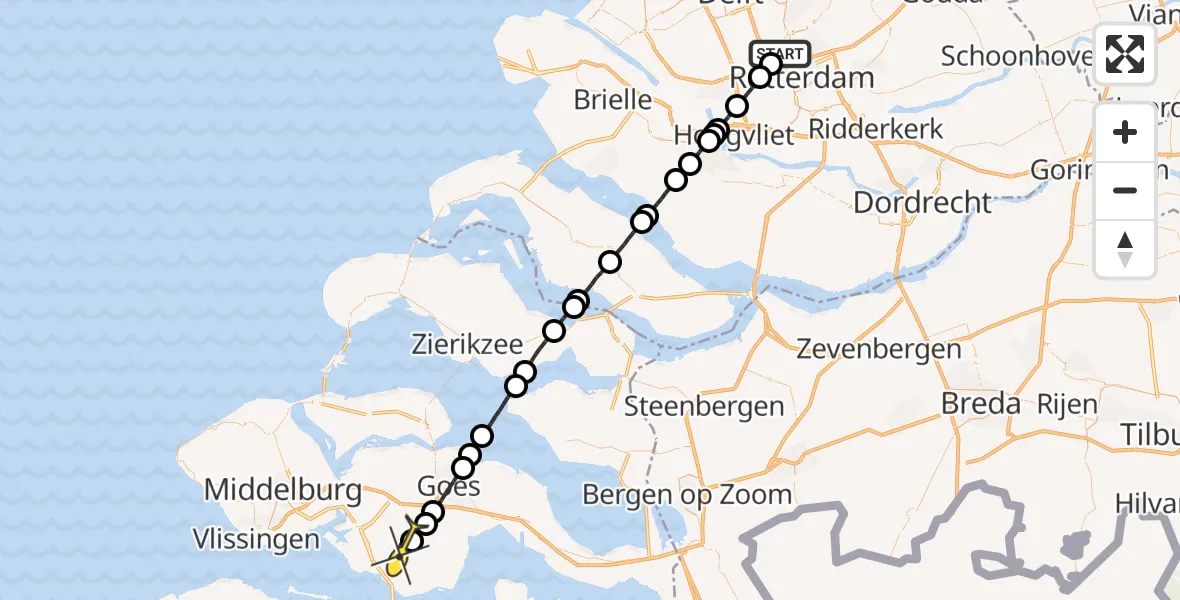 Routekaart van de vlucht: Lifeliner 2 naar Ovezande