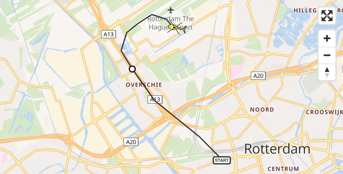 Routekaart van de vlucht: Lifeliner 2 naar Rotterdam The Hague Airport