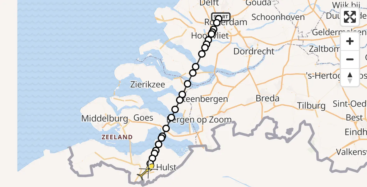 Routekaart van de vlucht: Lifeliner 2 naar Axel