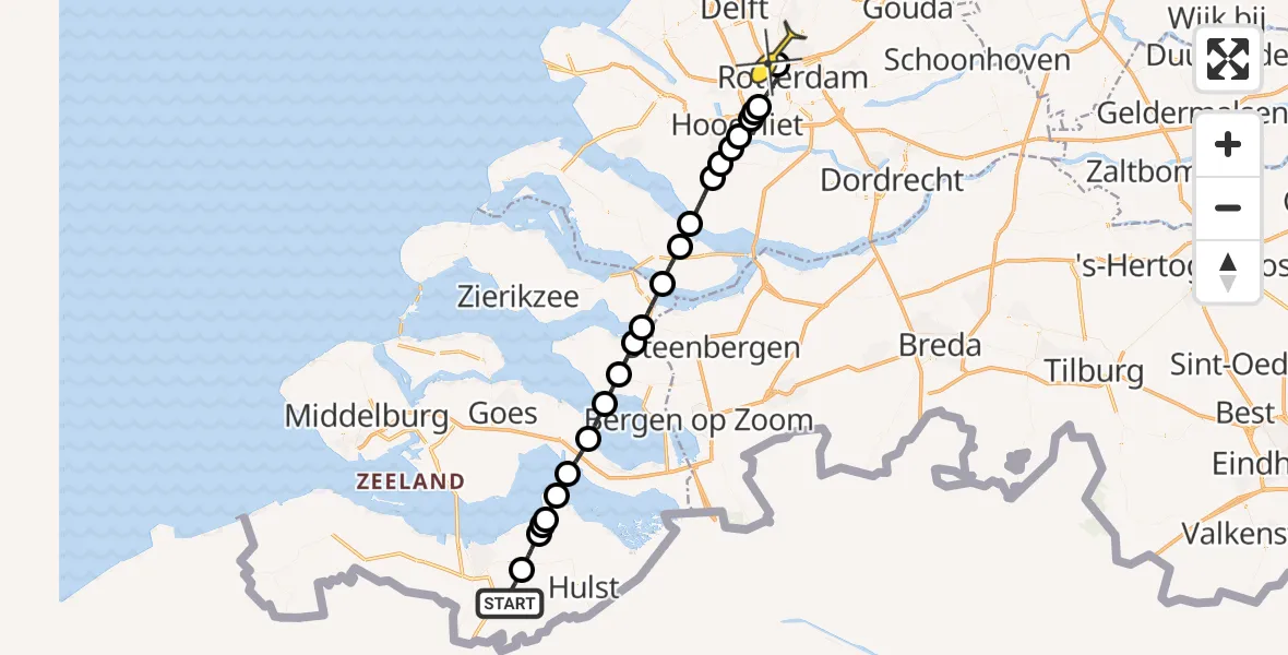 Routekaart van de vlucht: Lifeliner 2 naar Rotterdam The Hague Airport
