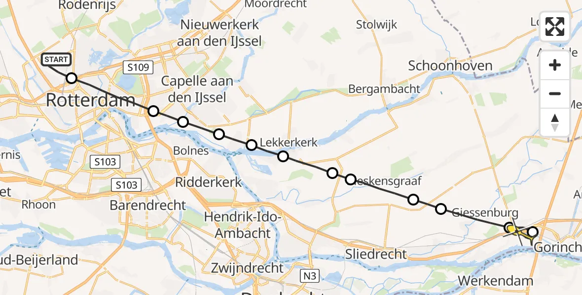 Routekaart van de vlucht: Lifeliner 2 naar Gorinchem