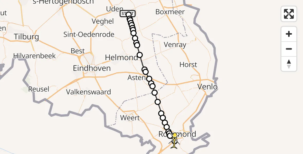 Routekaart van de vlucht: Lifeliner 3 naar Sint Odiliënberg
