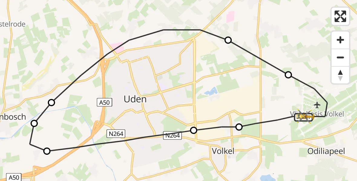 Vluchtroute Traumahelikopter Vliegbasis Volkel - Vliegbasis Volkel, 30 januari 2023, 12:47