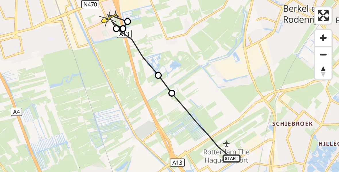 Routekaart van de vlucht: Lifeliner 2 naar Delft