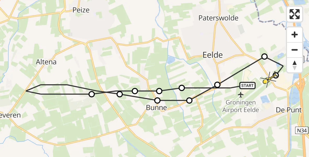 Routekaart van de vlucht: Lifeliner 4 naar Groningen Airport Eelde
