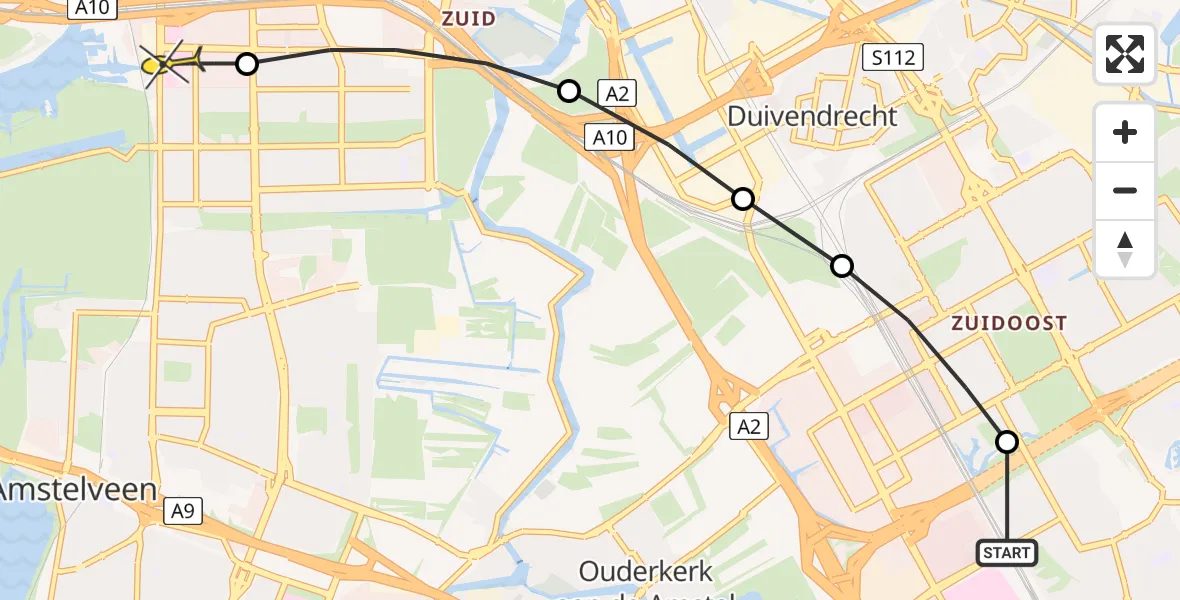 Routekaart van de vlucht: Lifeliner 1 naar VU Medisch Centrum Amsterdam