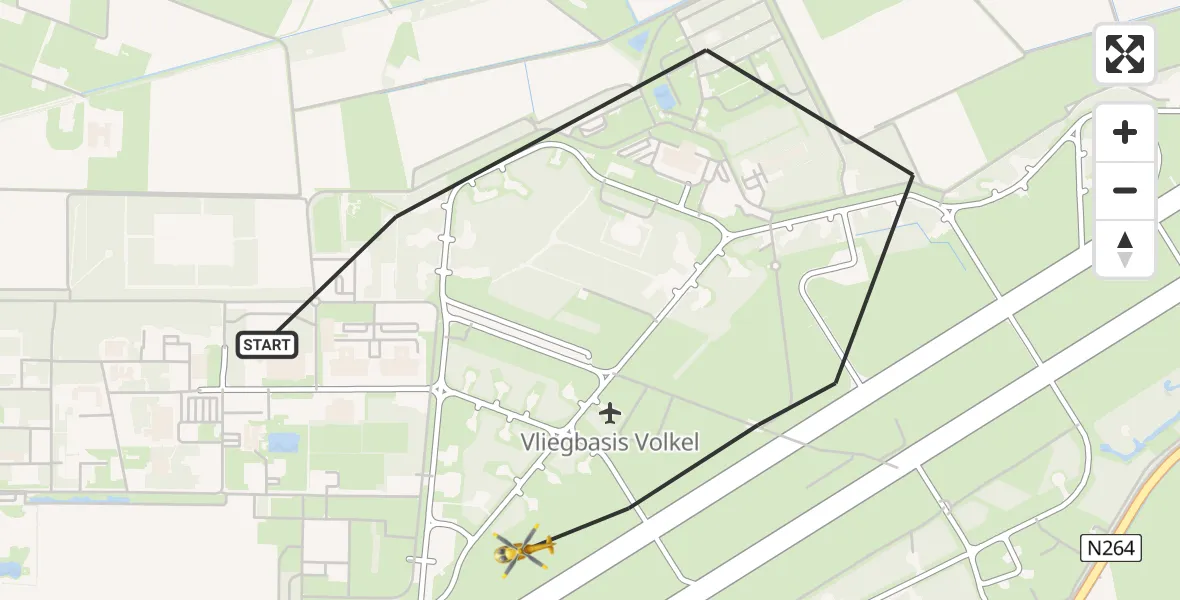 Vluchtroute Traumahelikopter Vliegbasis Volkel - Vliegbasis Volkel, 30 januari 2023, 18:19