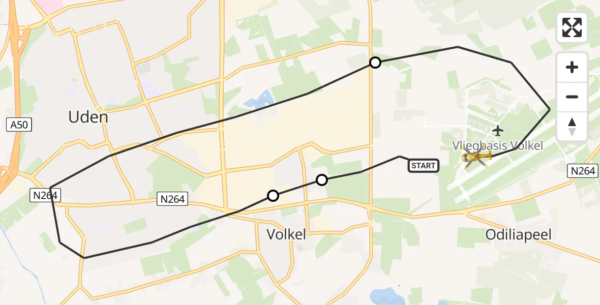 Vluchtroute Traumahelikopter Vliegbasis Volkel - Vliegbasis Volkel, 30 januari 2023, 20:17