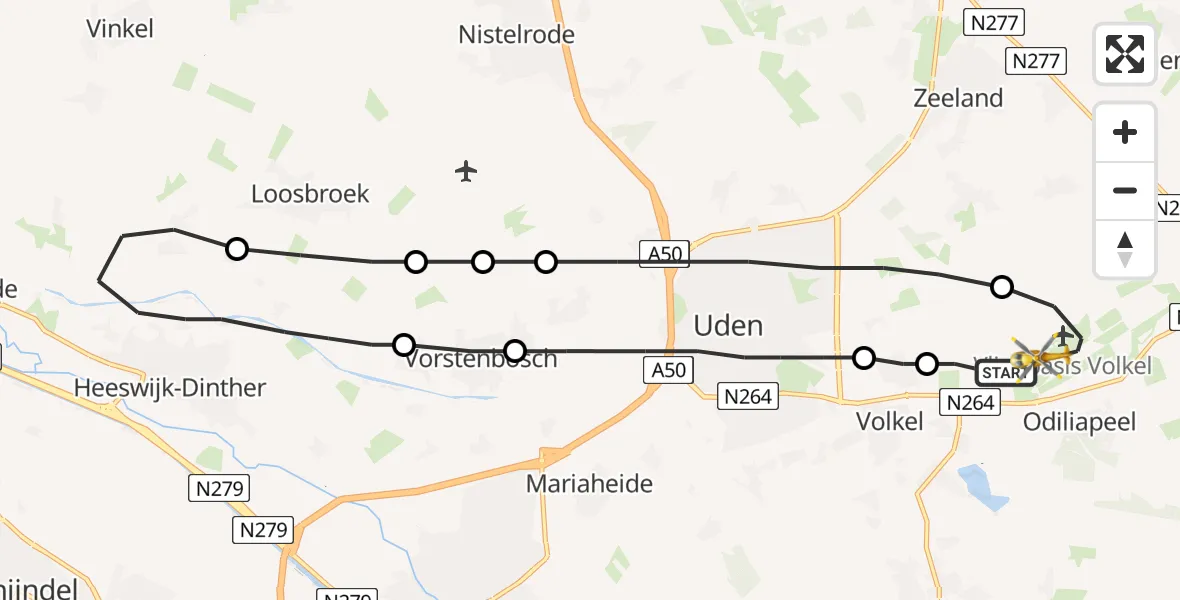 Vluchtroute Traumahelikopter Vliegbasis Volkel - Vliegbasis Volkel, 30 januari 2023, 21:31