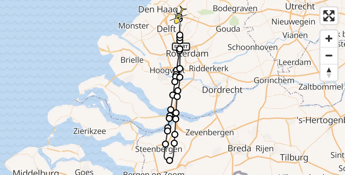 Routekaart van de vlucht: Lifeliner 2 naar Zoetermeer