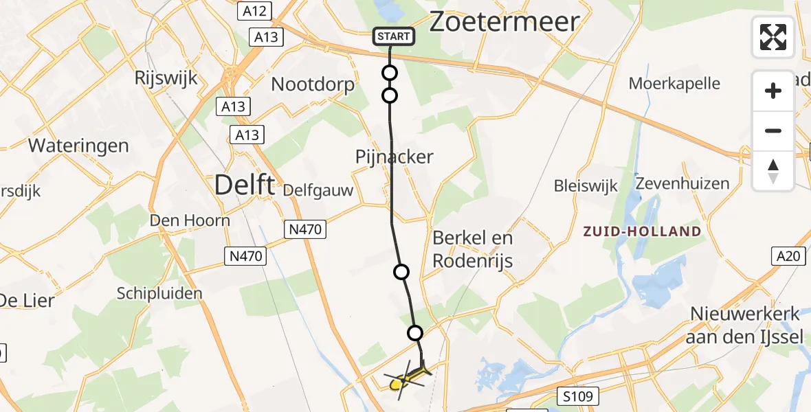 Routekaart van de vlucht: Lifeliner 2 naar Rotterdam The Hague Airport