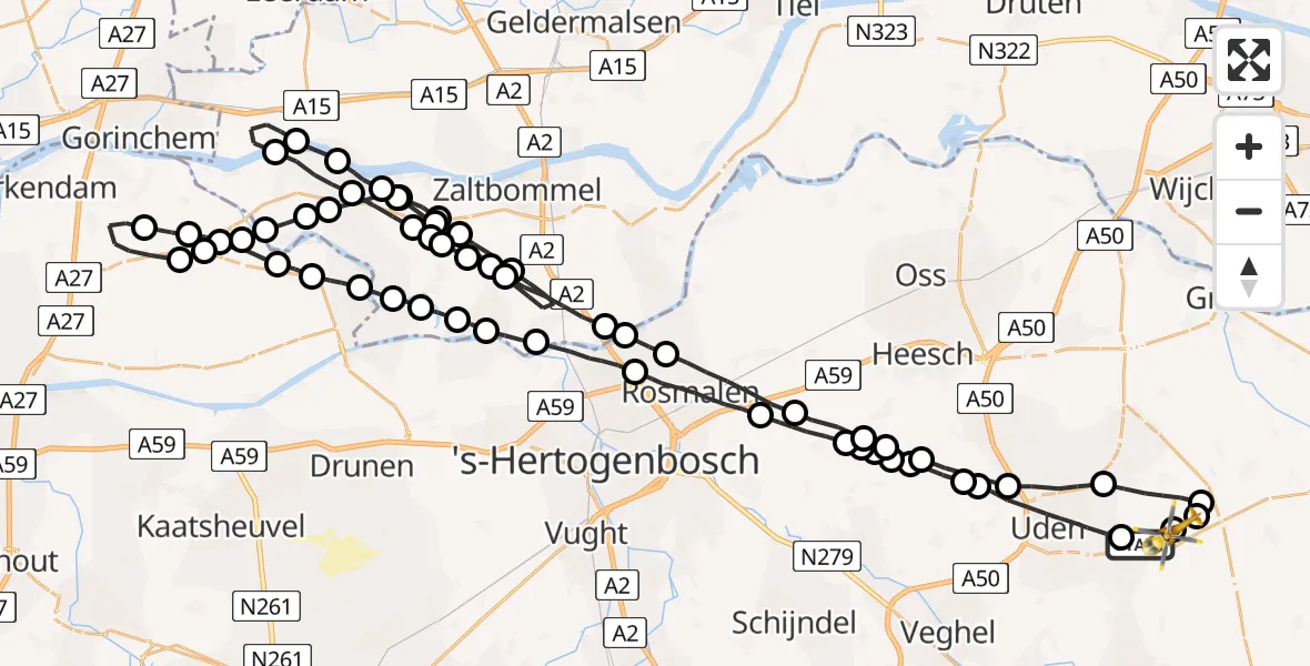 Vluchtroute Traumahelikopter Vliegbasis Volkel - Vliegbasis Volkel, 31 januari 2023, 12:03