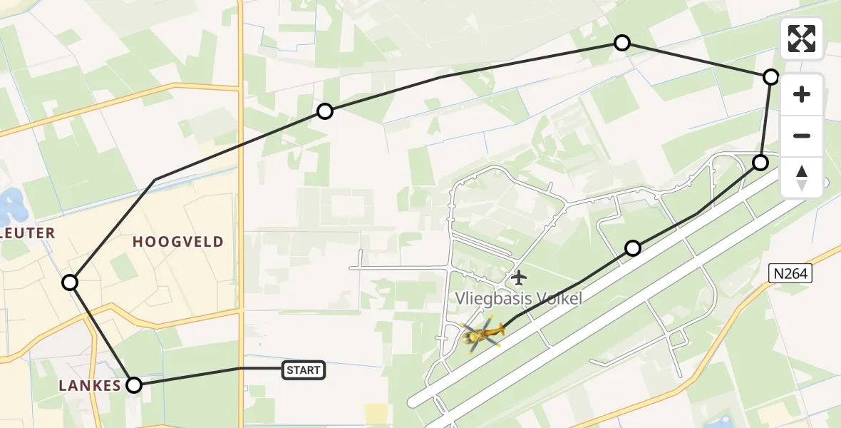 Vluchtroute Traumahelikopter Vliegbasis Volkel - Vliegbasis Volkel, 31 januari 2023, 14:42