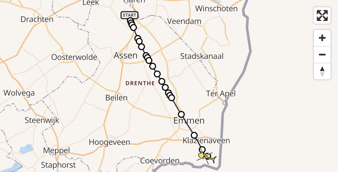 Routekaart van de vlucht: Lifeliner 4 naar Weiteveen