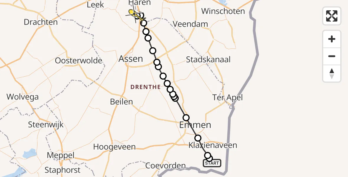 Routekaart van de vlucht: Lifeliner 4 naar Groningen Airport Eelde