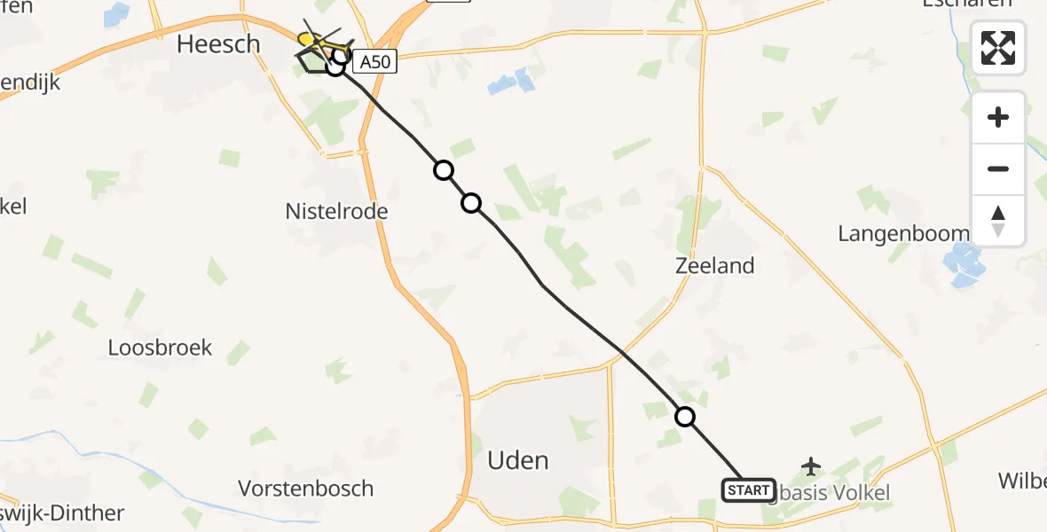 Routekaart van de vlucht: Lifeliner 3 naar Oss