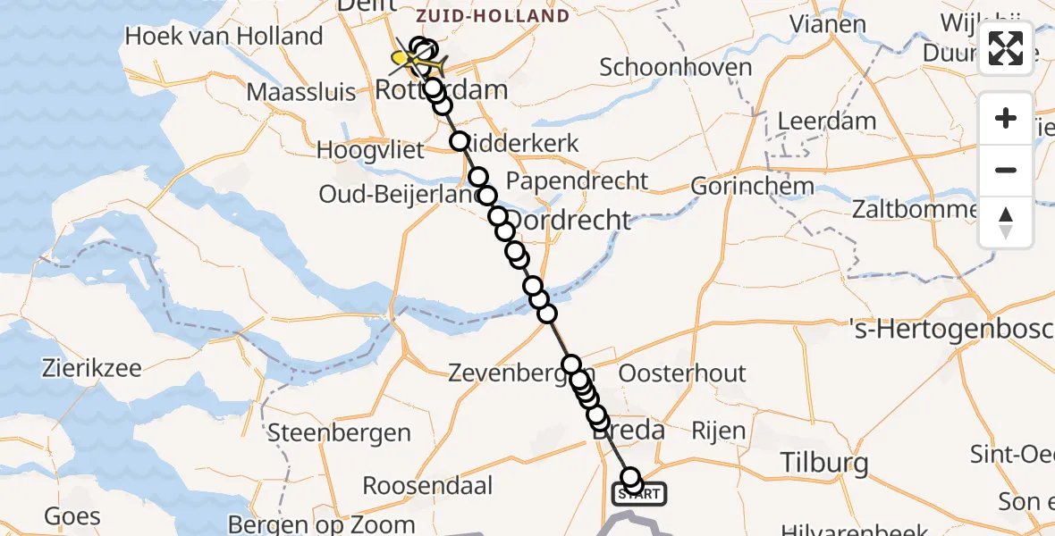 Routekaart van de vlucht: Lifeliner 2 naar Rotterdam The Hague Airport