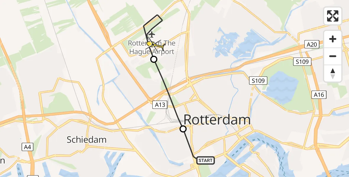 Routekaart van de vlucht: Lifeliner 2 naar Rotterdam The Hague Airport