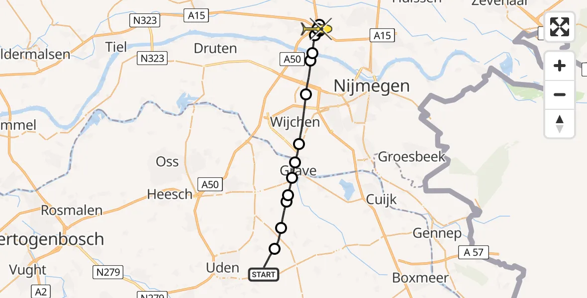 Routekaart van de vlucht: Lifeliner 3 naar Herveld