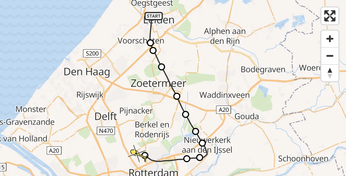 Routekaart van de vlucht: Lifeliner 2 naar Rotterdam The Hague Airport