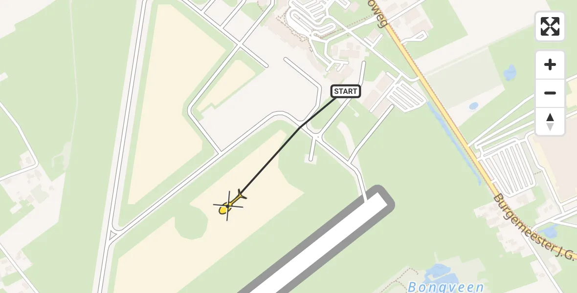 Routekaart van de vlucht: Traumahelikopter naar Groningen Airport Eelde