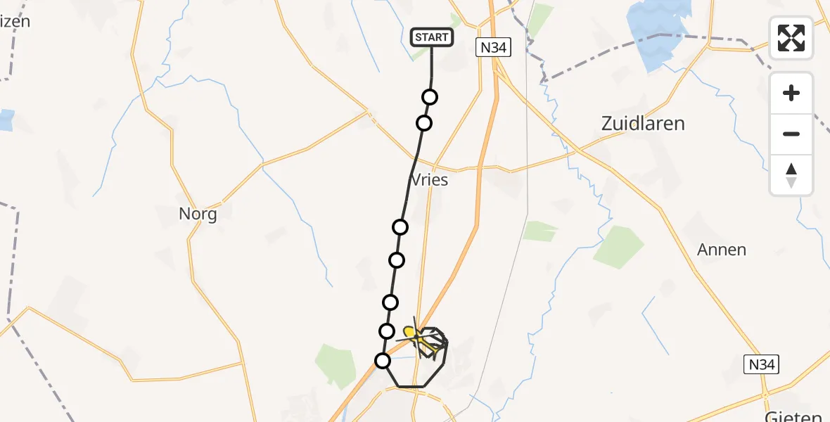 Routekaart van de vlucht: Lifeliner 4 naar Assen