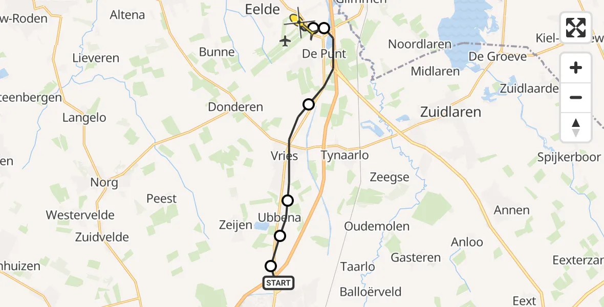 Routekaart van de vlucht: Lifeliner 4 naar Groningen Airport Eelde