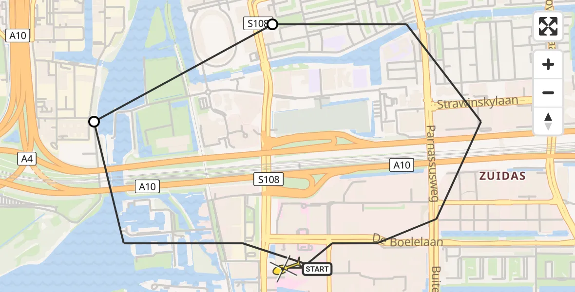 Routekaart van de vlucht: Lifeliner 1 naar VU Medisch Centrum Amsterdam