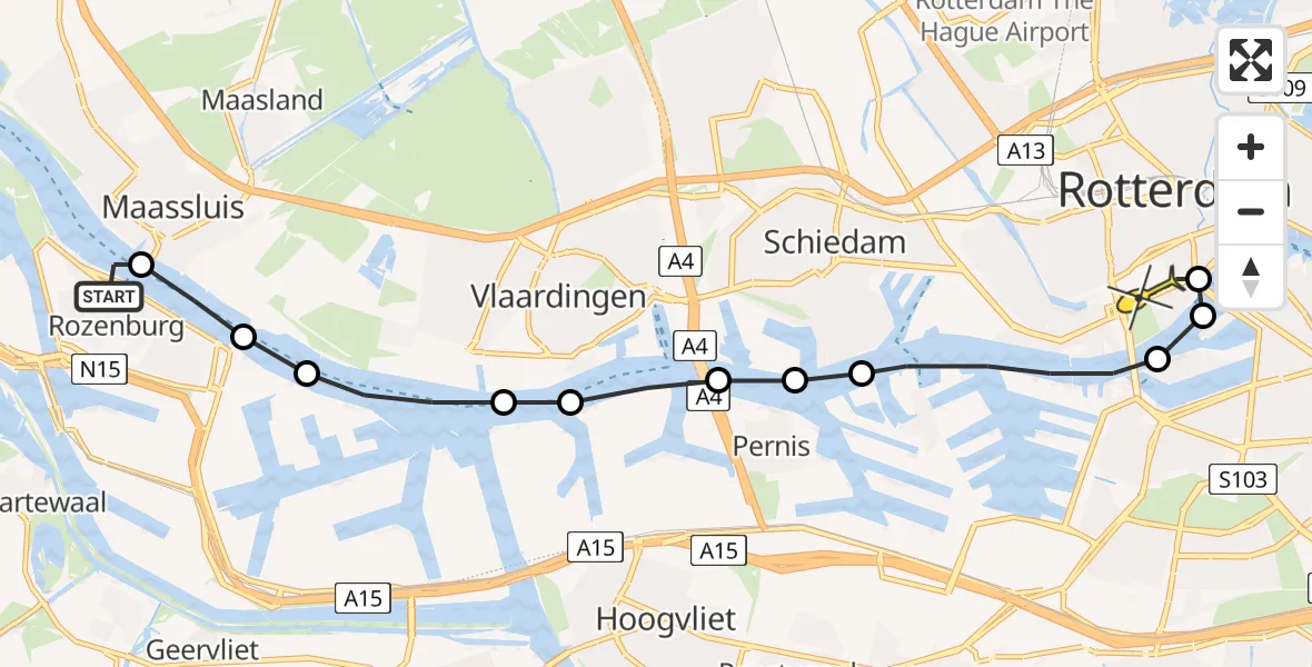 Routekaart van de vlucht: Lifeliner 2 naar Erasmus MC