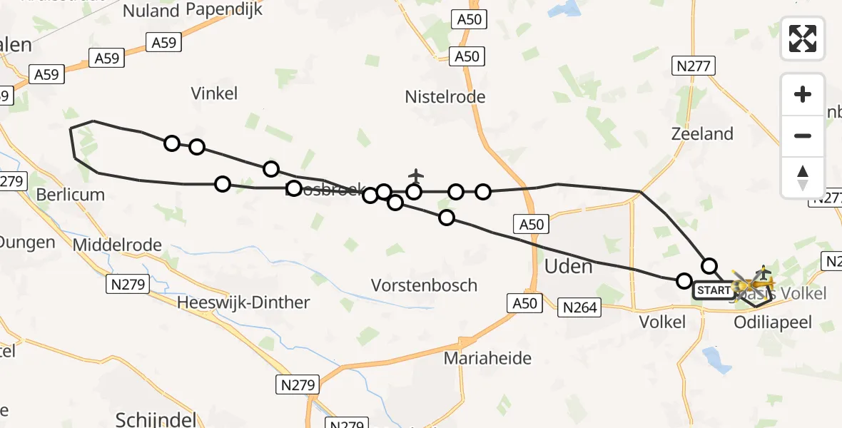 Vluchtroute Traumahelikopter Vliegbasis Volkel - Vliegbasis Volkel, 02 februari 2023, 07:20