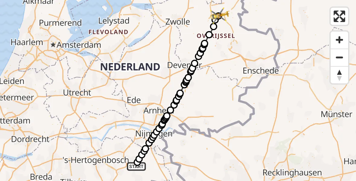 Vluchtroute Traumahelikopter Vliegbasis Volkel - Stegeren, 02 februari 2023, 09:25