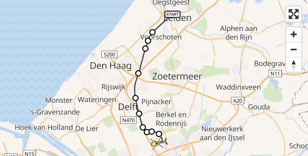 Routekaart van de vlucht: Lifeliner 2 naar Rotterdam The Hague Airport
